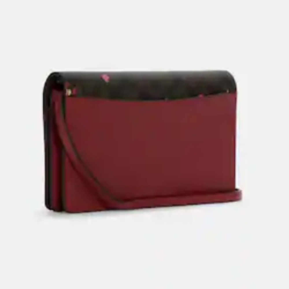 NWT Coach Anna Foldover Clutch Crossbody in Signature Canvas with heart print - Picture 11 of 13